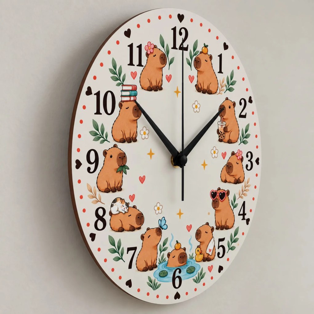 Detské nástenné hodiny s motívom kapybary | BETKA: 30 cm 4787-115210 HLC91093-30