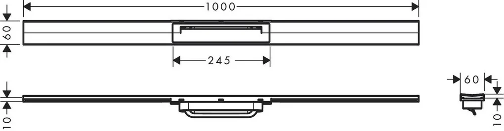 Hansgrohe RainDrain Flex, vrchná sada sprchového žľabu 1000, skracovateľný, pre inštaláciu voľne na plochu, čierna matná, HAN-56046670