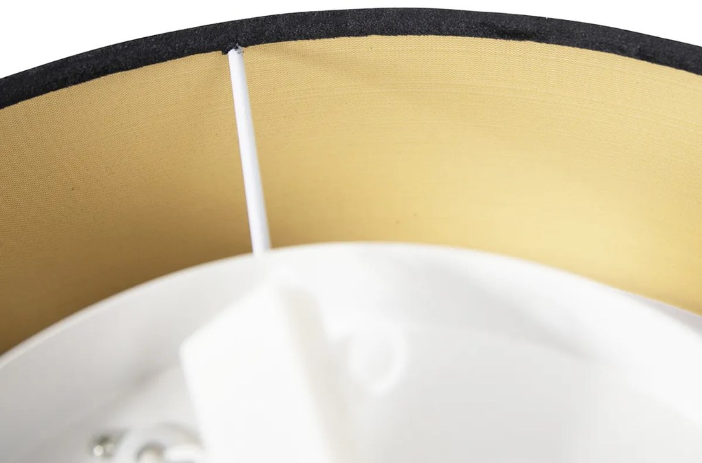 Moderné stropné svietidlo čierne 40 cm so zlatým vnútrom - Drum