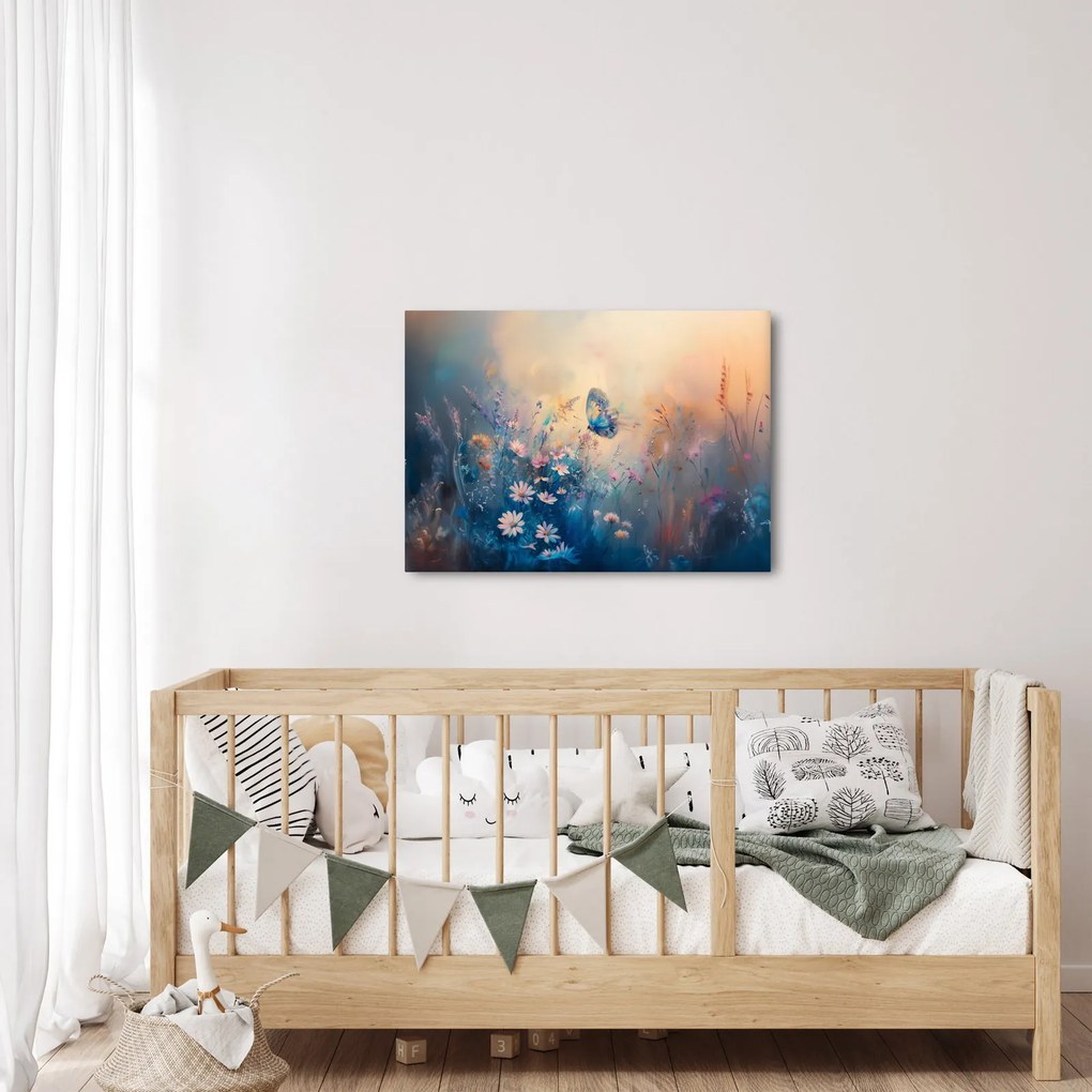 Obraz - Lúka s motýľom (70x50 cm)