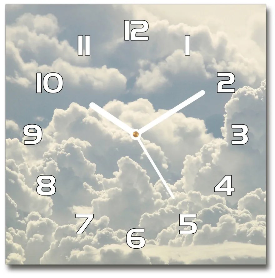Sklenené nástenné hodiny štvorec Oblaky pl_zsk_30x30_f_83322536