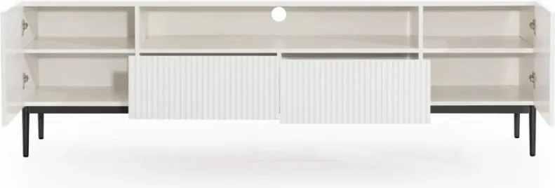 TV stolík Nicole 200 cm s otvorenou policou - biely mat / čierna