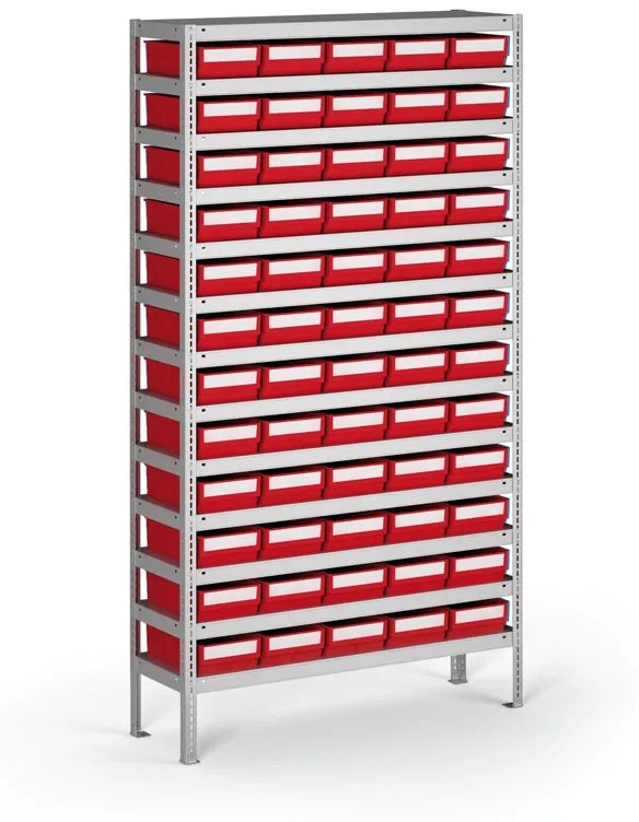 Regál s plastovými boxmi ShelfBox, 2000 x 1000 x 300 mm, 60x box D