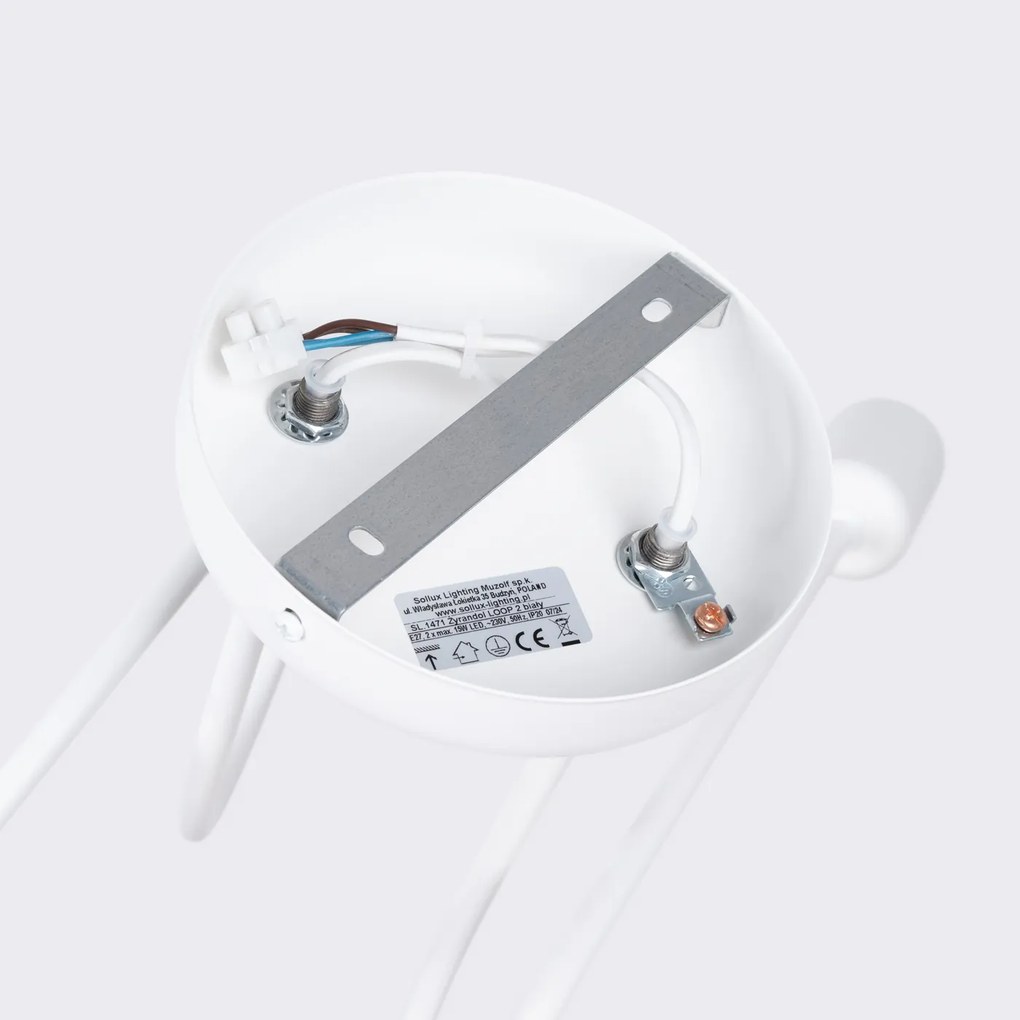 Stropné svietidlo Loop 2, biele telo svietidla