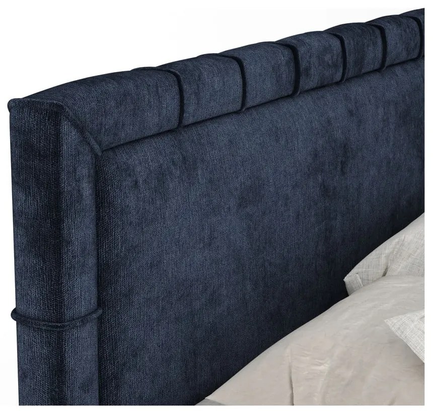 Tmavomodrá boxspring posteľ s úložným priestorom 180x200 cm Voyage – Maison de Rêve