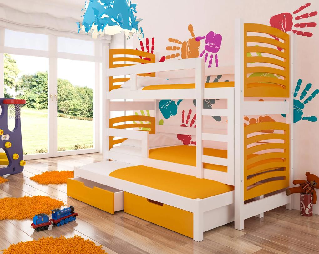 SORIA detská posteľ ADRK biely rám + oranžová