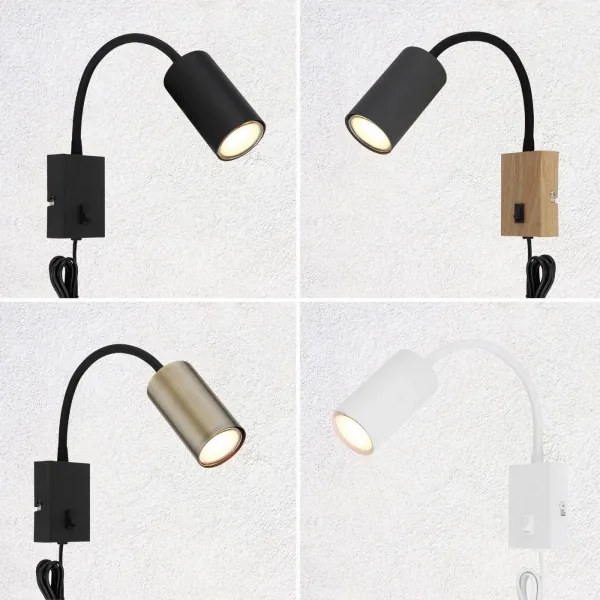 Globo 57911WM - Flexibilná nástenná lampa ROBBY 1xGU10/25W/230V čierna/mosadz