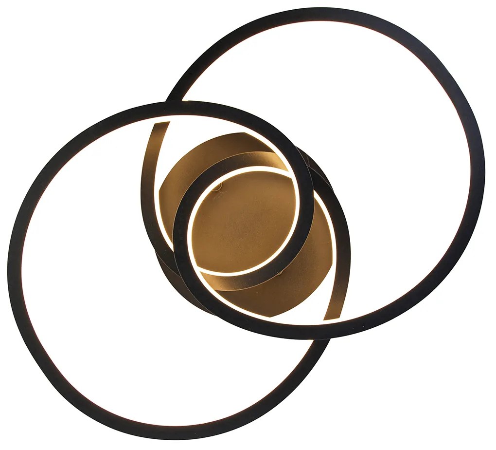 Stropné svietidlo čierne 45 cm vrátane LED 3-stupňové stmievateľné - Rowin