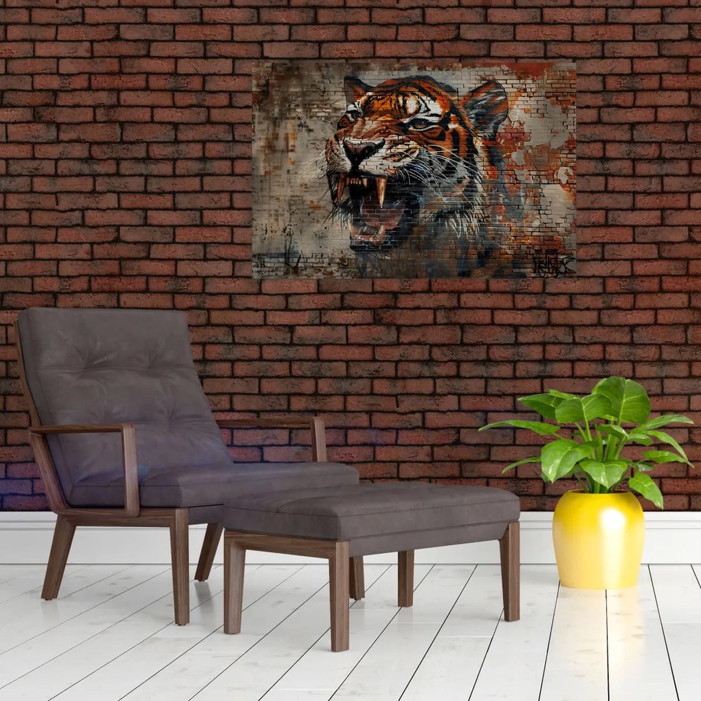 Obraz - Tiger z tehál (90x60 cm)