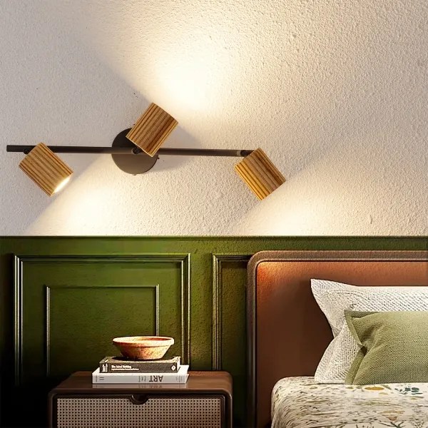 Brilagi - Bodové svietidlo MODERN WOOD 3xGU10/8W/230V kaučukovník/čierna