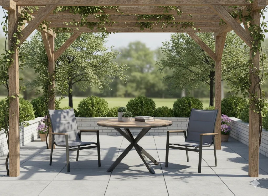 CH Okrúhly hliníkový stôl Polywood- tmavosivá