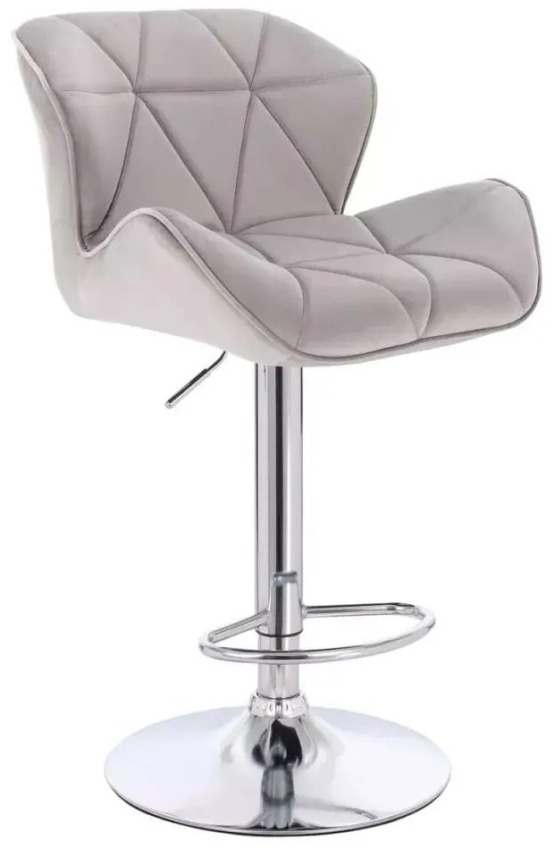 LuxuryForm DESIGN Barová stolička MILANO VELUR na striebornom tanieri - svetlo šedá