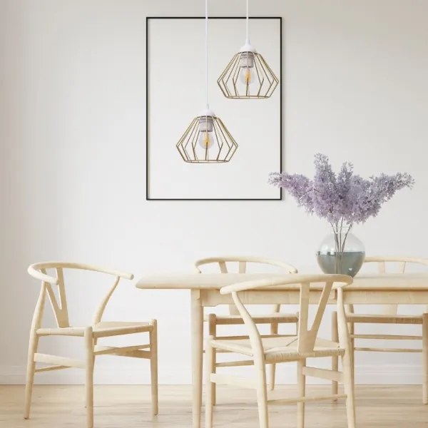 Luster na lanku CEED GOLD 2xE27/60W/230V pr. 28 cm biela/zlatá