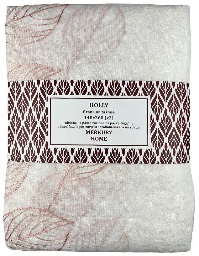Záclona na páske Holly polyester svetlo ružový 140x260 Merkury Home II/22