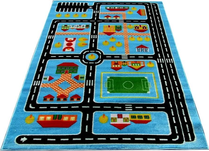 Detský kusový koberec Plán mesta modrý, Velikosti 100x200cm