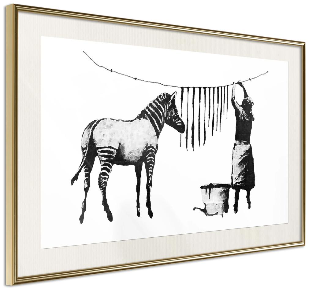 Artgeist Plagát - Banksy: Washing Zebra [Poster] Veľkosť: 60x40, Verzia: Čierny rám