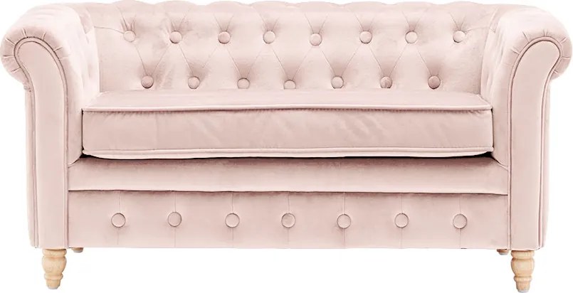 Bighome - Detská pohovka Chesterfield Velvet Light Pink - ružová