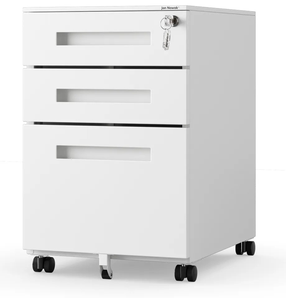 Kovový kontejner pod stůl KATE 390 x 600 x 500 mm, bílý