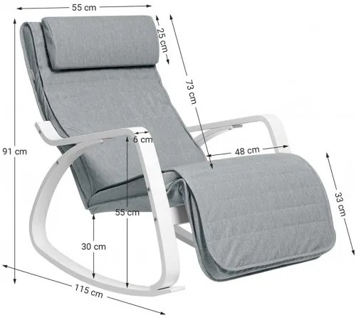 Hojdacie kreslo SONGMICS LYY11WG - sivé