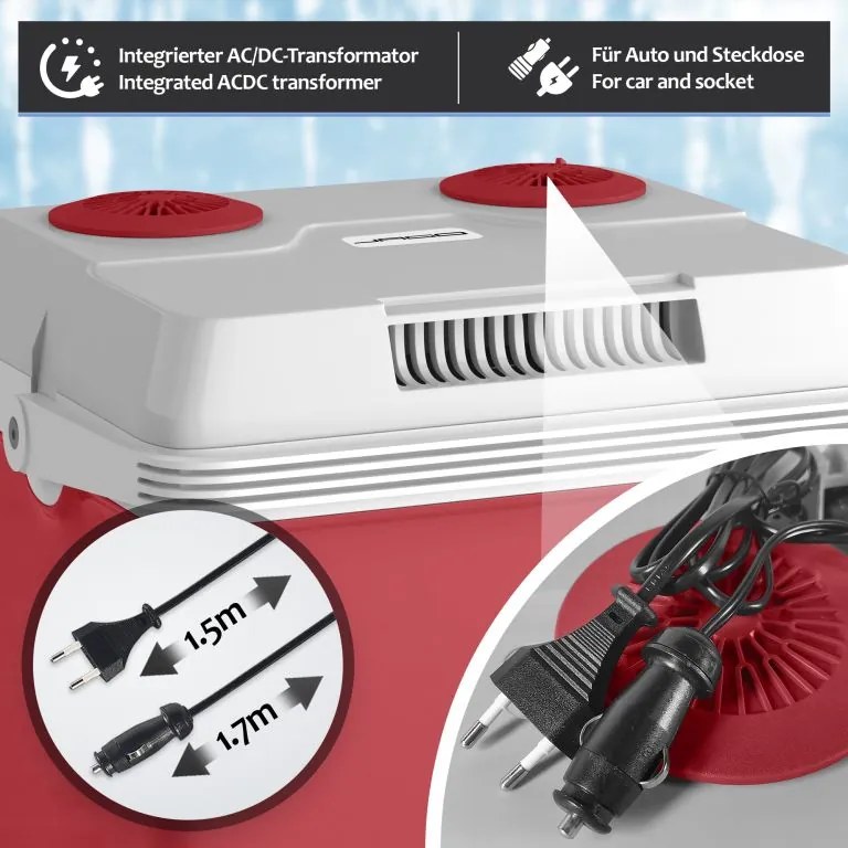 Jago Elektrický chladiaci box 2 v 1, 25 l, červená