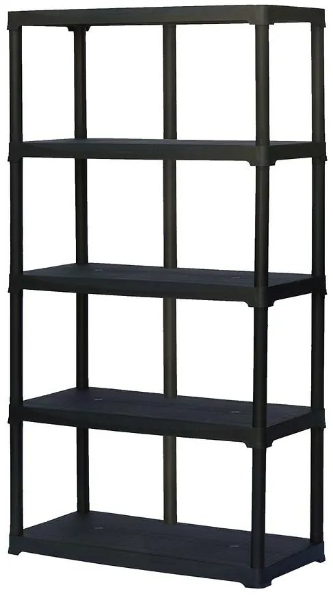 Regál plastový T100/5 čierny 176x100x45 cm – 5 políc/40kg