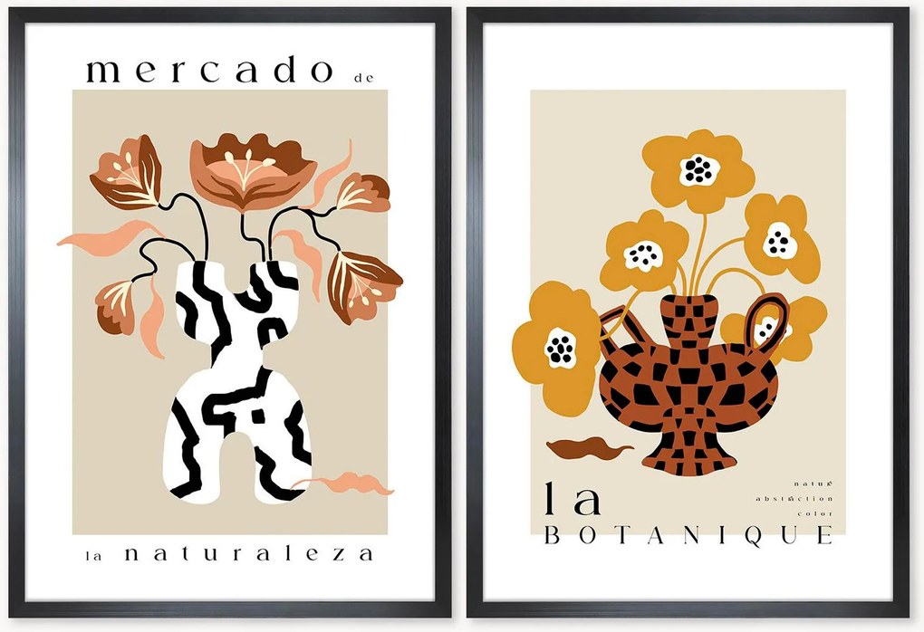 Nástenné dekorácie v rámoch Mercado, 2 ks