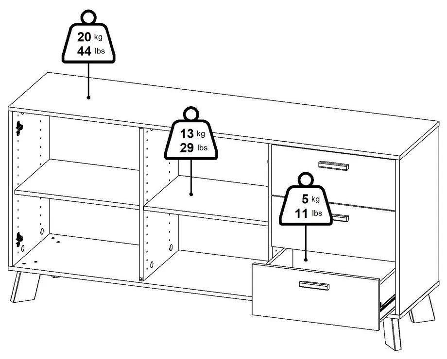 Biela/v prírodnej farbe komoda v dekore duba 147x73x39 cm Ikast – Tvilum