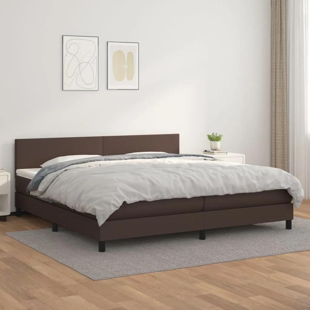 Boxspring posteľ s matracom hnedá 200x200 cm umelá koža 3141026