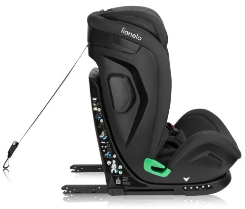 Lionelo - Otočná autosedačka so základňou HARPER i-Size 76-150 cm Black Carbon