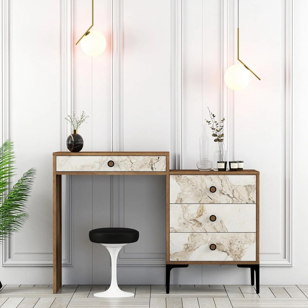 Toaletný stolík Lizbon 552 - Walnut, White