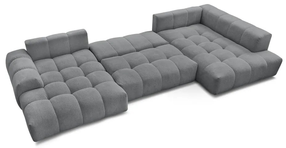 Tmavosivá ženilková rozkladacia/s úložným priestorom rohová pohovka (pravý roh/do tvaru "U") Everest – Bobochic Paris