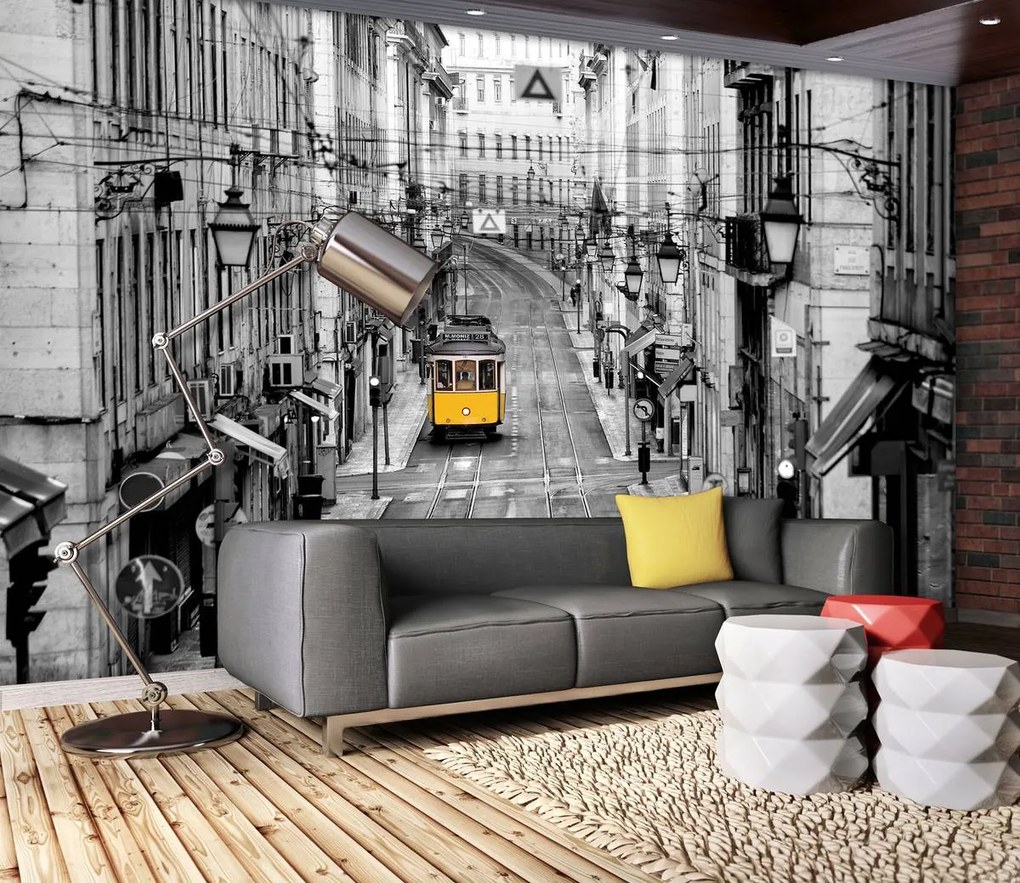 Fototapeta - Žltá električka (152,5x104 cm)
