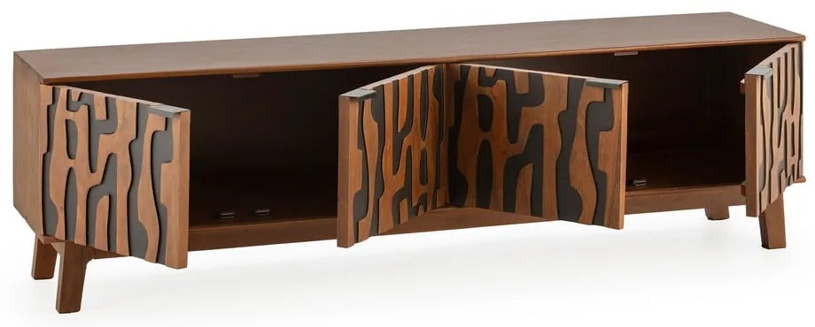 Hnedý TV stolík z mangového dreva 180x50x40 cm Kantu – MOME