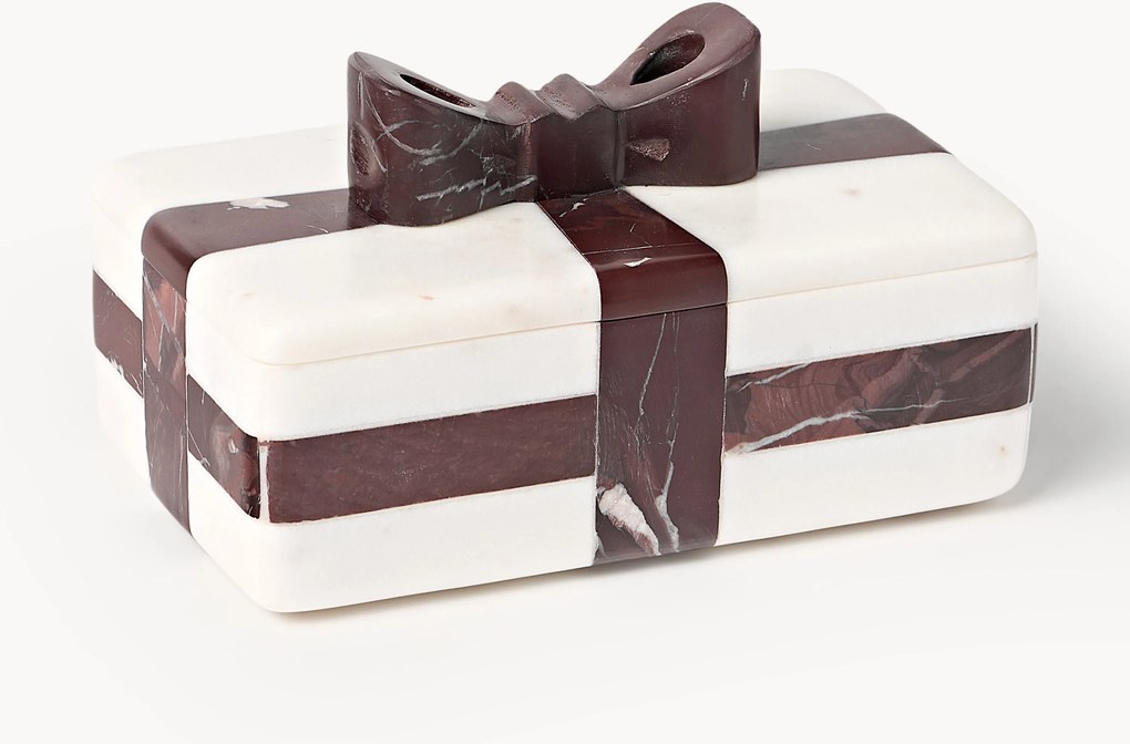 Dekoračná vianočná dóza Cutemas, Rosso Levanto mramor, Š 19 cm