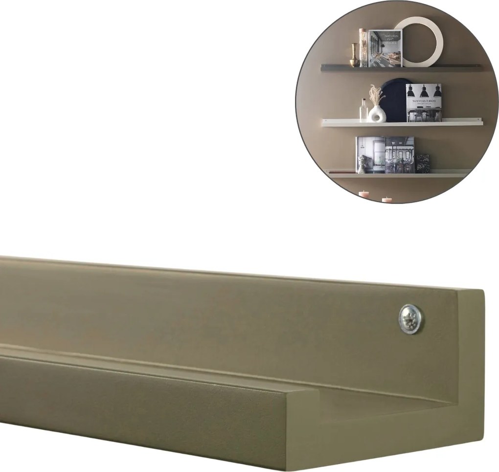 Nástenná polica na obrazy FOTOPLANK 120 cm, olivová