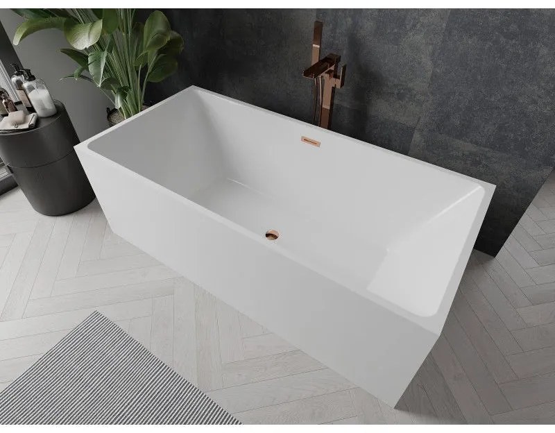 Mexen Nita, voľne stojaca vaňa 170 x 80 cm, biela, ružové zlato prepad, 52091708000-60