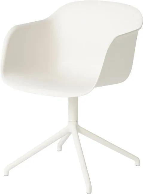 Muuto Stolička Fiber Arm Chair s otočnou podnožou, biela