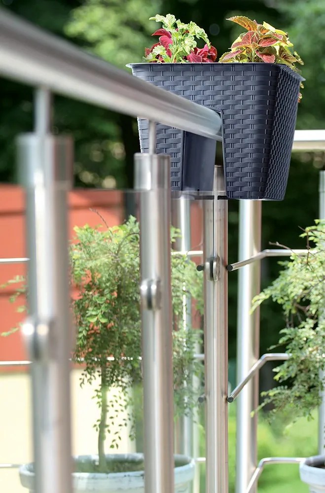 Truhlík na zábradlie Ratona antracit 40 cm