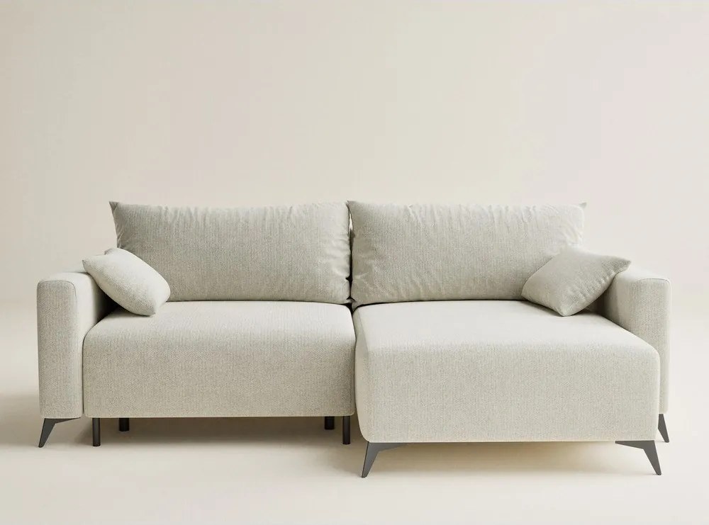 Krémovobiela ženilková rozkladacia/s úložným priestorom rohová pohovka (pravý roh/s leňoškou) Leon – Maison de Rêve