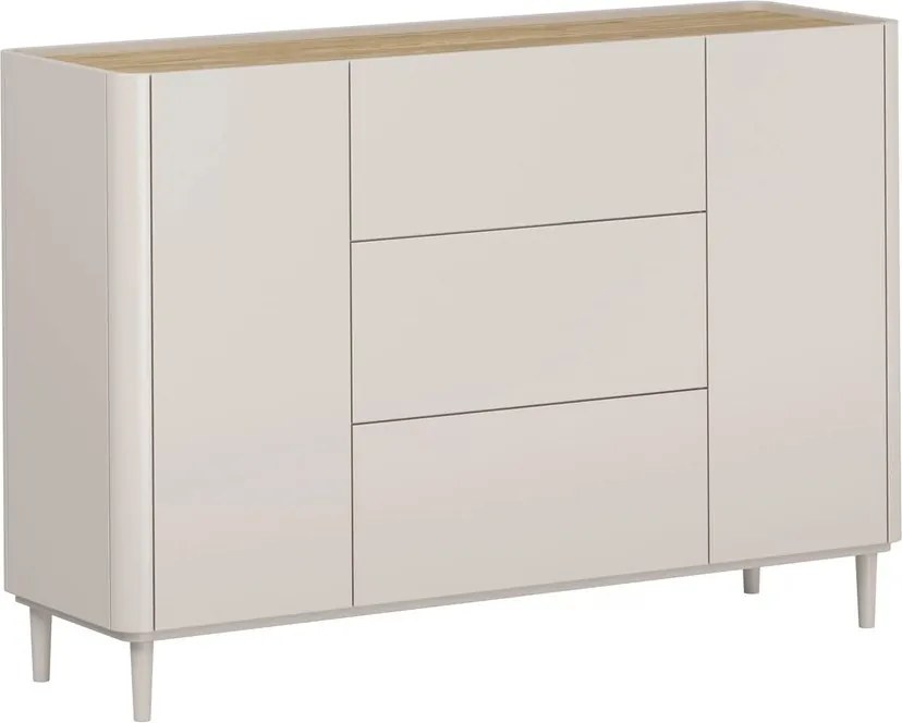 Komoda so zásuvkami Elivo 150 cm na nožičkách - kašmír / olejovaný dub