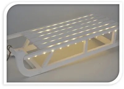 Vianočné sánky s LED – biele 73 cm