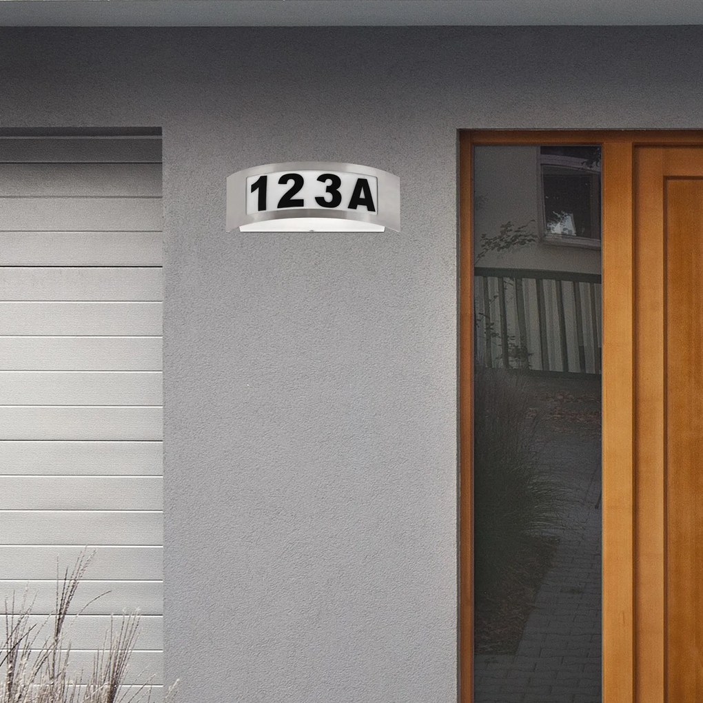 RABALUX Vonkajšie osvetlenie domového čísla INNSBRUCK, 1xE27, 14W, chrómované, IP44
