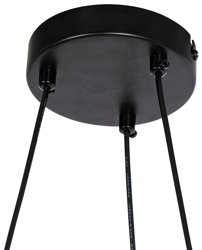 Čierne závesné svietidlo s dymovým sklom okrúhle 8-svetlo - Monaco