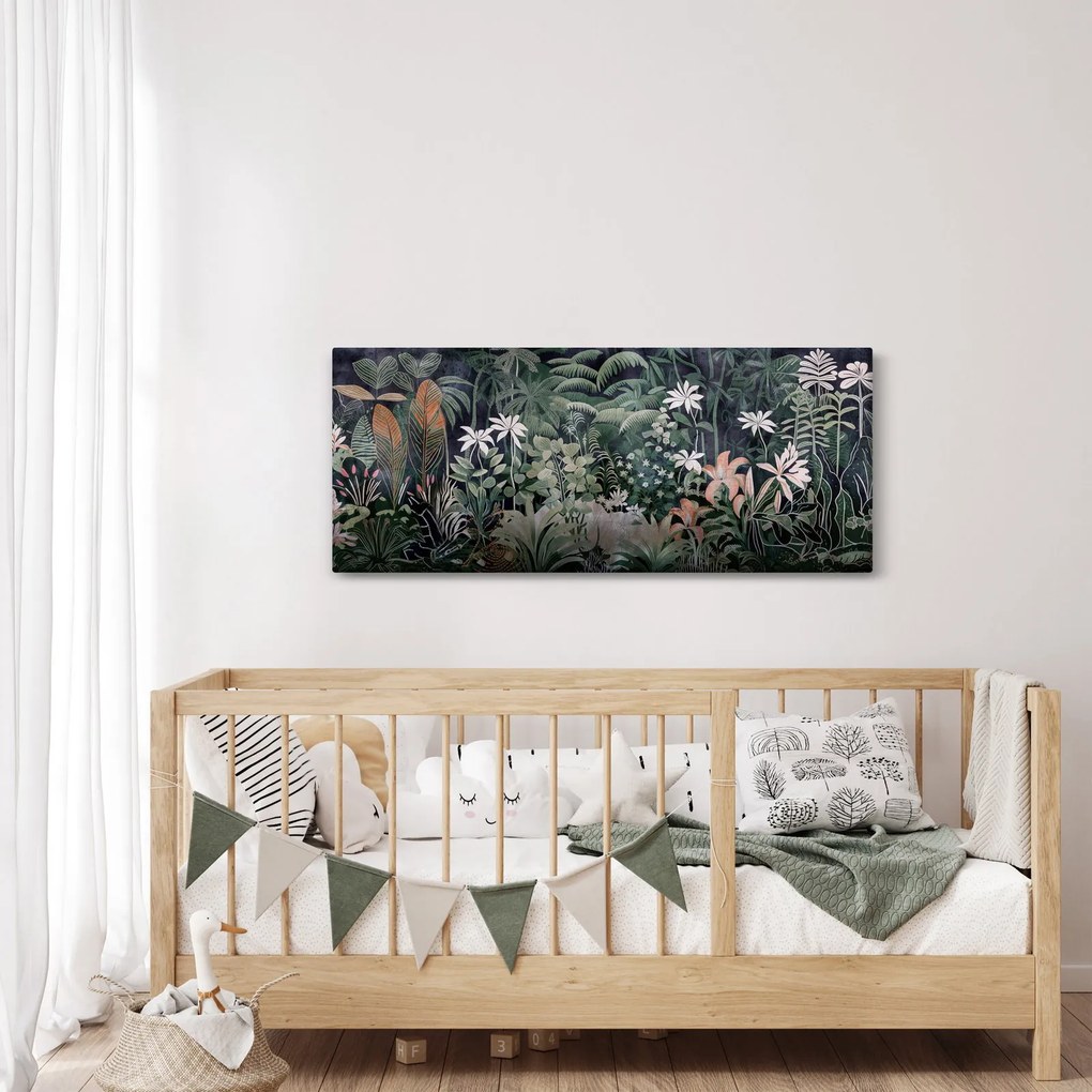 Obraz - Maľovaný vzor džungle (120x50 cm)