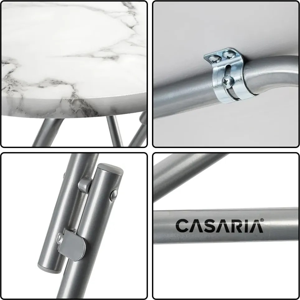 Cateringový skladací barový stôl MARLE 60 cm mramorovo biely
