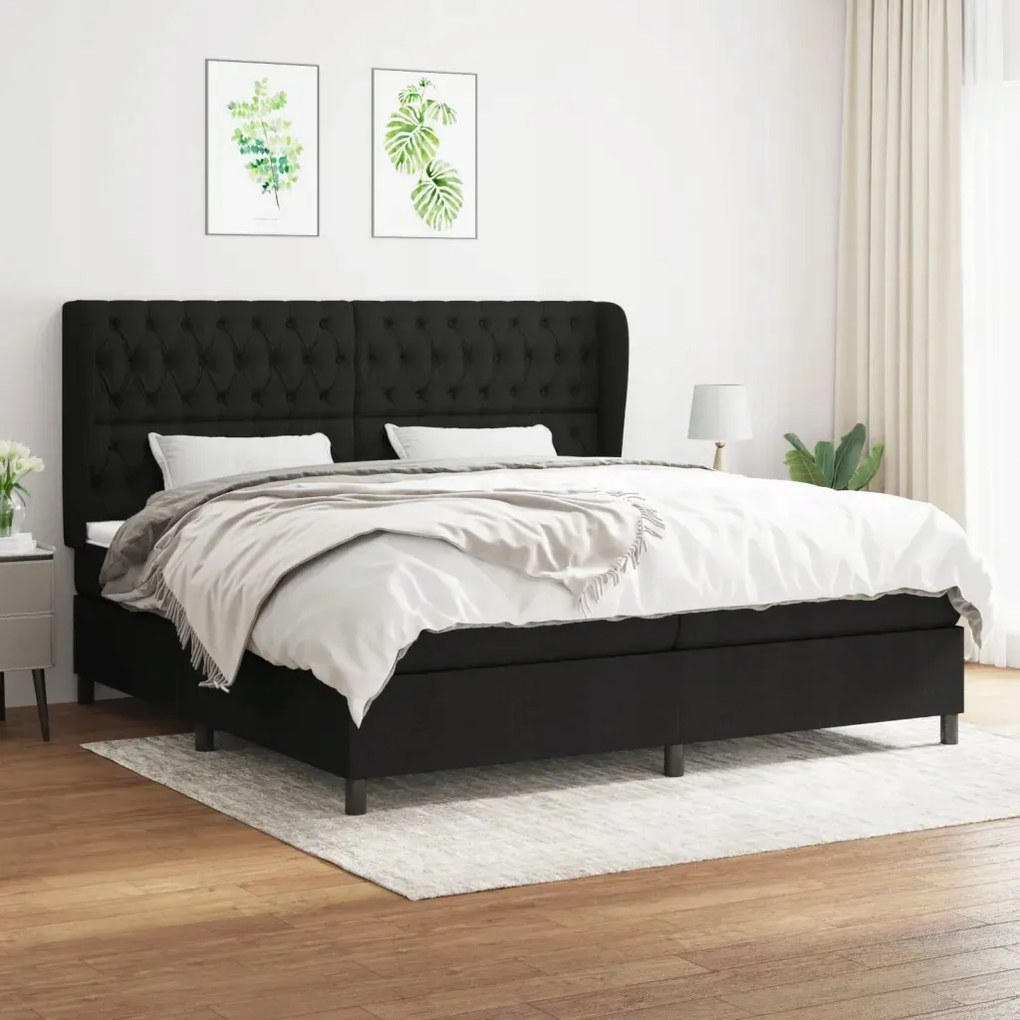 vidaXL Boxspring posteľ s matracom čierna 200x200 cm látka