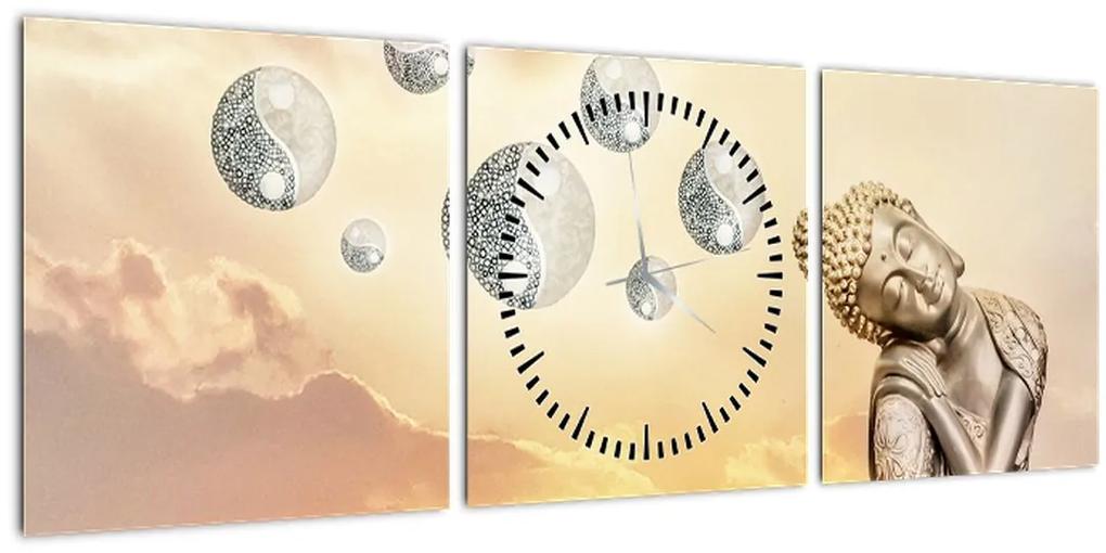Obraz - Čas meditácie (s hodinami) (90x30 cm)