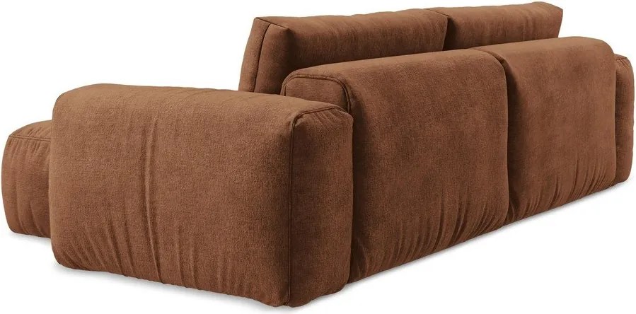 Ženilková rozkladacia rohová pohovka v terakotovej farbe (pravý roh/s leňoškou) Kuki – Makamii