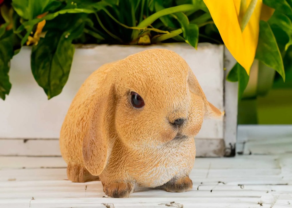 Záhradná figúrka z polyresinu Bunny, 16 cm, hnedá