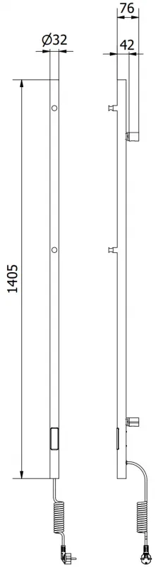 Mexen Pino, elektrické vykurovacie teleso s vešiakmi na uteráky 1405x32 mm, 75 W, biela, W301-1405-032-00-20